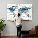 Watercolor World Map Canvas Wall Art Print – Abstract