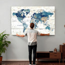 Watercolor World Map Canvas Wall Art Print – Abstract