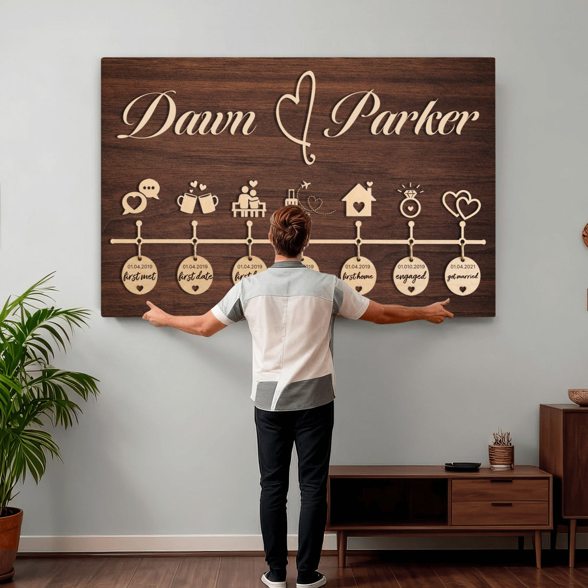 Personalized Couple Timeline Wall Art Canvas Print, Custom, photo 18 of 25