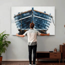 Blue Wooden Rowboat Canvas Wall Art, Coastal Nautical Boat Painting Print for Lake Beach House Decor, Minimalist Maritime Decor Artwork by MyGreatCanvas | Canvas Wall Art Prints | Photo Prints & Wall Decor