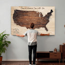 Personalized USA Push Pin Travel Map Canvas for Adventure Wall Decor