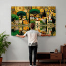 Gustav Klimt Golden Cityscape Wall Art Canvas Print,