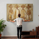 Mexican Folk Art Canvas Wall Art, Charro Poncho Sombrero Painting Print, Neutral Beige Boho Decor, Southwestern Impasto Style, Living Room Art by MyGreatCanvas | Canvas Wall Art Prints | Photo Prints & Wall Decor
