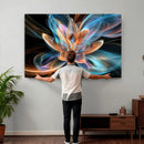 Fractal Lotus Canvas Wall Art, Blue Orange Glowing Flower Abstract Print, Modern Zen Meditation Room Decor, Ethereal Digital Art, Living Room by MyGreatCanvas | Canvas Wall Art Prints | Photo Prints & Wall Decor