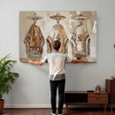 Mexican Folk Art Canvas Wall Art, Charro Poncho Sombrero Painting Print, Neutral Beige Boho Decor, Southwestern Impasto Style, Living Room Art by MyGreatCanvas | Canvas Wall Art Prints | Photo Prints & Wall Decor