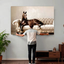 Funny Horse on Sofa Canvas Wall Art, Quirky Horse Lounging Photo Print, Whimsical Animal Decor, Living Room Conversation Art, Horse Lover Gift by MyGreatCanvas | Canvas Wall Art Prints | Photo Prints & Wall Decor