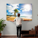 Tropical Beach Canvas Wall Art, Palm Tree Ocean Photo Print, Coastal Living Room Decor, Turquoise Sea Beach House Art, Summer Wall Art by MyGreatCanvas | Canvas Wall Art Prints | Photo Prints & Wall Decor