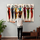 African Folk Art Canvas Wall Art, Colorful African Women Village Painting Print, Tribal Ethnic Home Decor, Vibrant African Art, Living Room