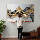 Black and Gold Abstract Wall Art, Modern Wave Canvas Print, Elegant Flowing Smoke Art, Luxury Living Room Decor by MyGreatCanvas | Canvas Wall Art Prints | Photo Prints & Wall Decor
