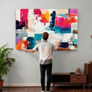 Blue Teal Abstract Canvas Wall Art, Modern Textured Painting Print, Navy Orange White Contemporary Art, Neutral Living Room Decor, Office Art by MyGreatCanvas | Canvas Wall Art Prints | Photo Prints & Wall Decor