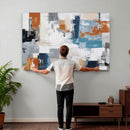 Blue Teal Abstract Canvas Wall Art, Modern Textured Painting Print, Navy Orange White Contemporary Art, Neutral Living Room Decor, Office Art by MyGreatCanvas | Canvas Wall Art Prints | Photo Prints & Wall Decor
