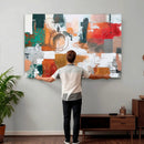 Blue Teal Abstract Canvas Wall Art, Modern Textured Painting Print, Navy Orange White Contemporary Art, Neutral Living Room Decor, Office Art by MyGreatCanvas | Canvas Wall Art Prints | Photo Prints & Wall Decor