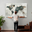 Personalized Push Pin World Map Canvas Print – Custom Framed