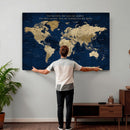 Custom Push Pin World Map Wall Art Canvas Print –