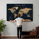Custom Push Pin World Map Wall Canvas Print – Personalized