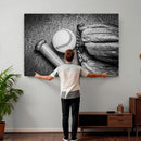 Vintage Baseball Glove and Bat Sports Wall Art Canvas,