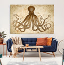 Sepia Octopus Wall Art Abstract Animal Canvas Print
