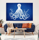 Large 3-Panel Blue Octopus Canvas Wall Art | Coastal Marine by MyGreatCanvas | Canvas Wall Art Prints | Photo Prints & Wall Decor