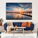 Wooden Pier on Seascape and Sunset Wall Art Canvas Print by MyGreatCanvas | Canvas Wall Art Prints | Photo Prints & Wall Decor