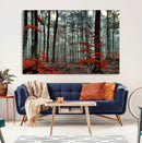 Autumn Forest Wall Art – Enchanting Red Leaves Canvas Print,