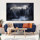Night Landscape and Trees Wall Art Canvas Print