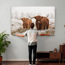 Longhorn Cattle Wall Art Canvas Print, Framed Farmhouse