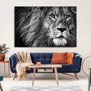 Black and White Lion Canvas Wall Art Print – Wildlife by MyGreatCanvas | Canvas Wall Art Prints | Photo Prints & Wall Decor