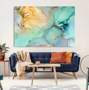 Abstract Aqua and Gold Fluid Wall Art Canvas | 3 Panel Large by MyGreatCanvas | Canvas Wall Art Prints | Photo Prints & Wall Decor