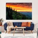Forest Landscape Wall Art Sunset Canvas, Forest Sunset