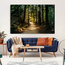 Sunlit Forest Pathway Canvas Print | 3 Panel Large Nature by MyGreatCanvas | Canvas Wall Art Prints | Photo Prints & Wall Decor