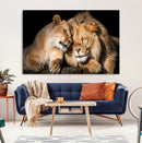 Lion and Lioness Wall Art Canvas Print – Framed African