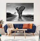 Black and White Elephant Wall Art Canvas Print