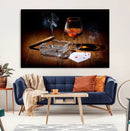Whiskey Cigar Wall Art Canvas Print Kitchen Wall