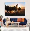 Horse Herd Wall Art Animal Canvas Print
