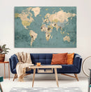 Classic World Map Canvas Print – Framed Vintage Map Wall by MyGreatCanvas | Canvas Wall Art Prints | Photo Prints & Wall Decor