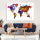 World Map Canvas Print – Detailed Map of the World Wall Art