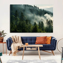 Misty Forest Wall Art Premium Canvas Print a Foggy and