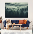 Misty Forest Wall Art Premium Canvas Print a Foggy and