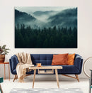 Captivating Misty Forest Wall Art Premium Canvas Print,