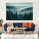 Captivating Misty Foggy Forest Wall Art Premium Canvas Print