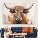Vintage Scottish Highland Cow Cattle Art, Scottish Highland