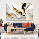 Gold Waves on Pure White Canvas – Gold Abstract Art for
