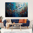 Modern Abstract Fish Shoal Wall Art Canvas Print, Colorful