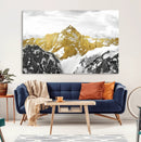 Gold Abstract Mountains Wall Art Print on Canvas, Nature