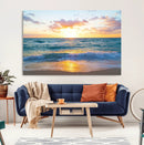 Golden Sunset Over Ocean Waves - Serene Coastal Triptych