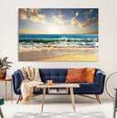 Golden Sunset Beach Triptych Canvas Wall Art for Living Room