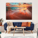 Sunset Beach Wall Art | Ocean Canvas Print | Coastal Wall