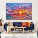 Vibrant Sunset Beach Wall Art - Ocean Sunset Canvas Print |