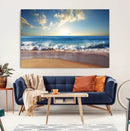Serene Ocean Sunset Canvas Wall Art - Beach Waves at Sunset,
