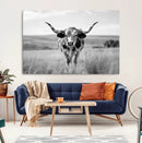 Texas Cow Longhorn Wall Art Canvas Print for Farm House Wall